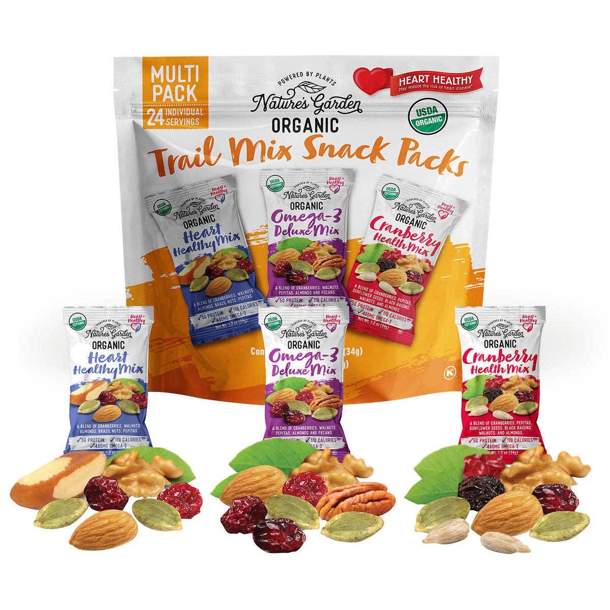 Nature's Garden Organic Trail Mix, Variety Pk, 1.2oz 24 ct