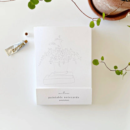 Potted plants paintable watercolor notecard set