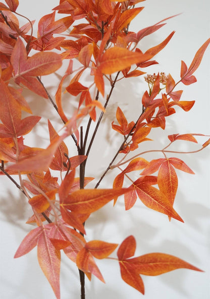 Faux Maple Leaves, Long Stem Autumn Leaves, Orange/Red