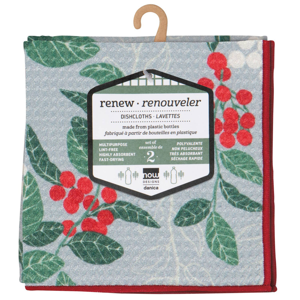 Merry Berry Christmas Recycled Microfibre Dishcloth