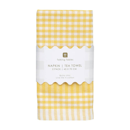 Yellow Gingham Napkins - 2 Pack