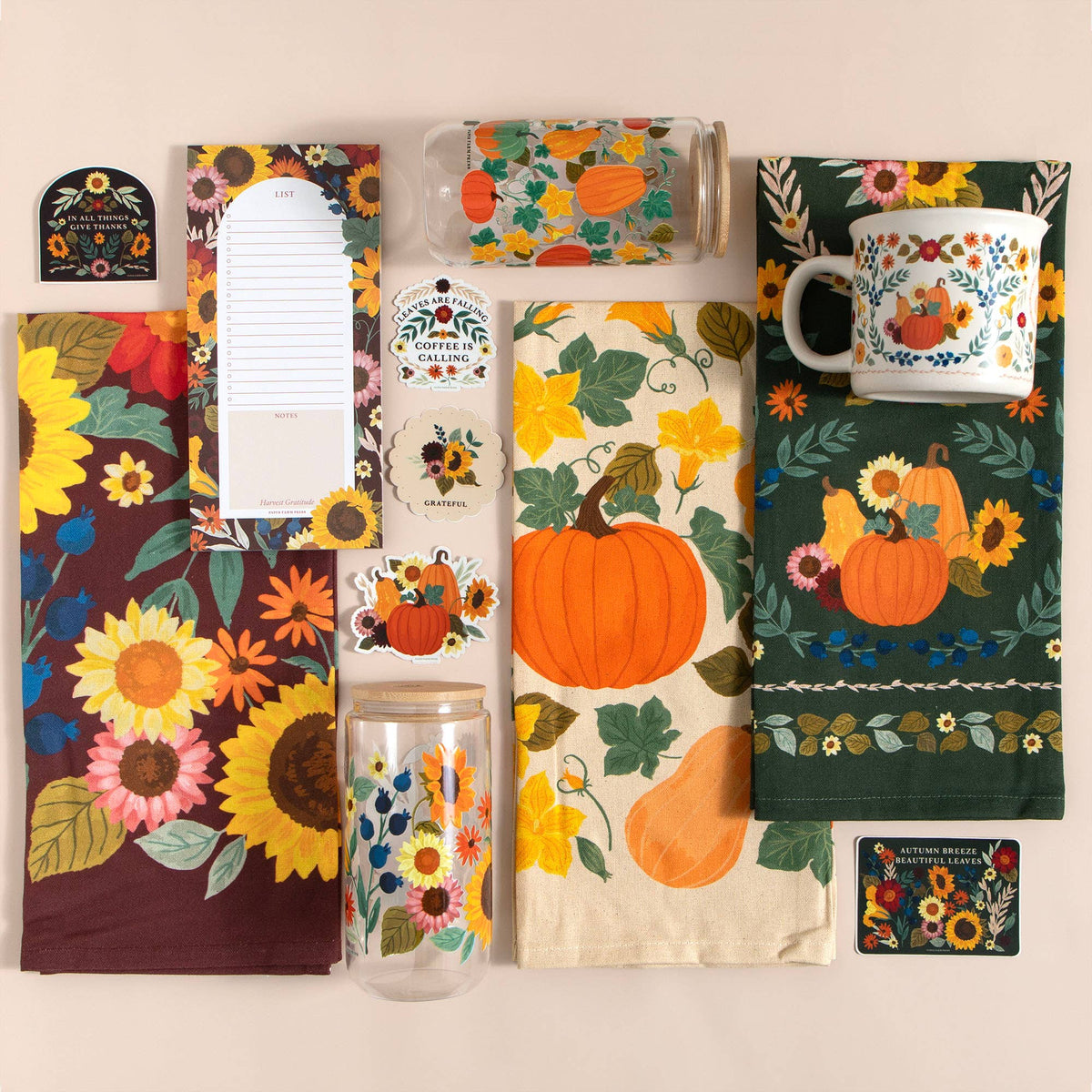 Fall Flowers Tea Towel