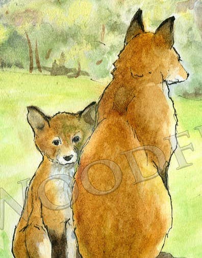 #19 - Spring Foxes Notecard