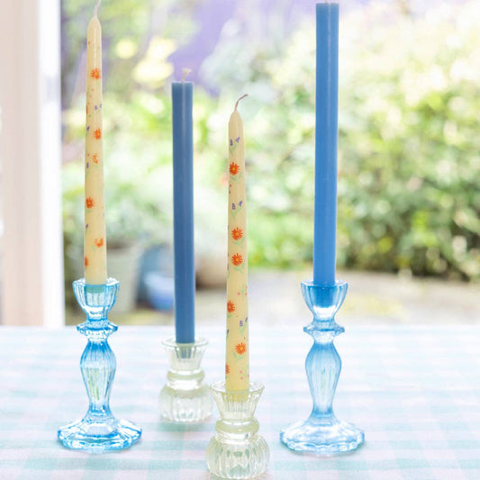 Blue Glass Candle Holder