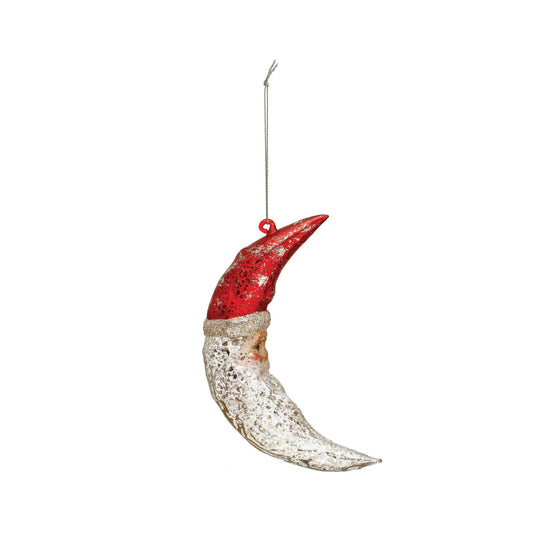 Santa Moon Glass Ornament