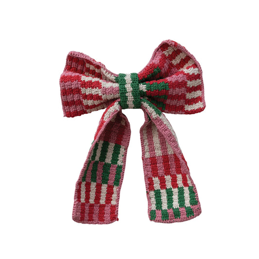 Crocheted Cotton Clip-On Bow