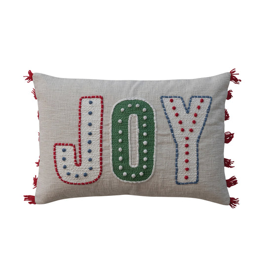 JOY Embroidered Lumbar Pillow